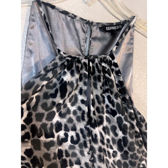 Express Leopard Print Halter Dress Women's Medium Belted Black & White Lined - Picture 4 of 10